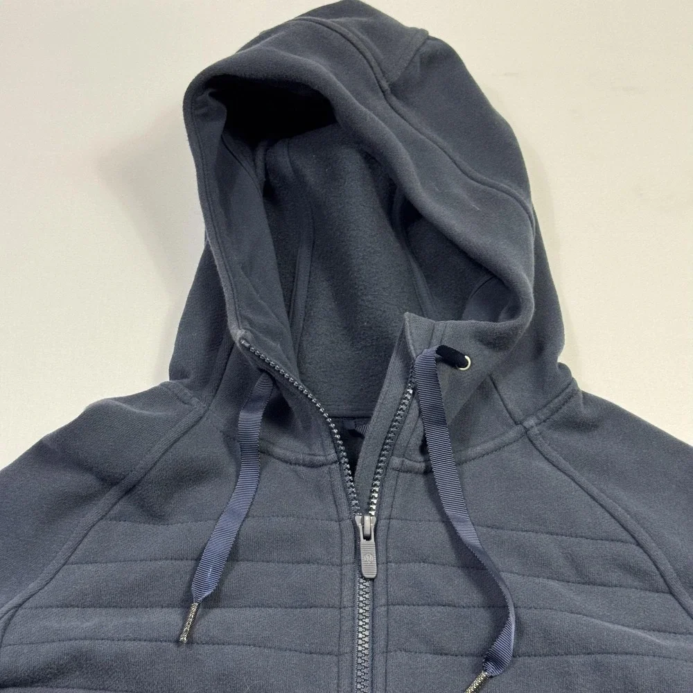 Lululemon Be True Fleece Hoodie Womens 6 Navy‎ Blue Full Zip Quilted Drawstring